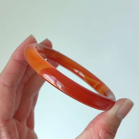 58mm Natural Carnelian Red Agate Round Bangle BA124 - Picture 7 of 10
